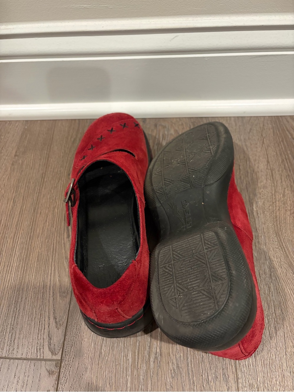 Dansko Red Suede Mary Jane Clog Mules - Picture 3 of 4